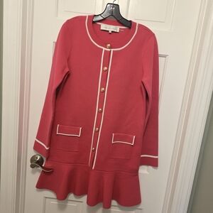Endless Rose Pink Mini Sweater Dress W/Goldtone Button Accents Size XS Stylish